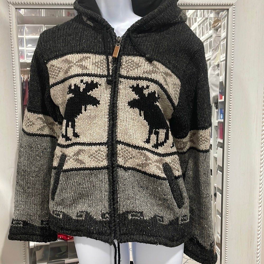 Ark imports moose cardigan 100% wool